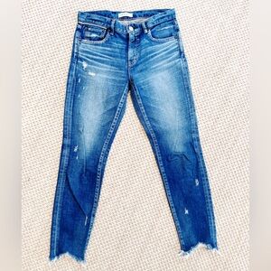 Moussy Vintage Skinny Cropped Jeans Women’s Size 27 Blue Medium Wash distressed